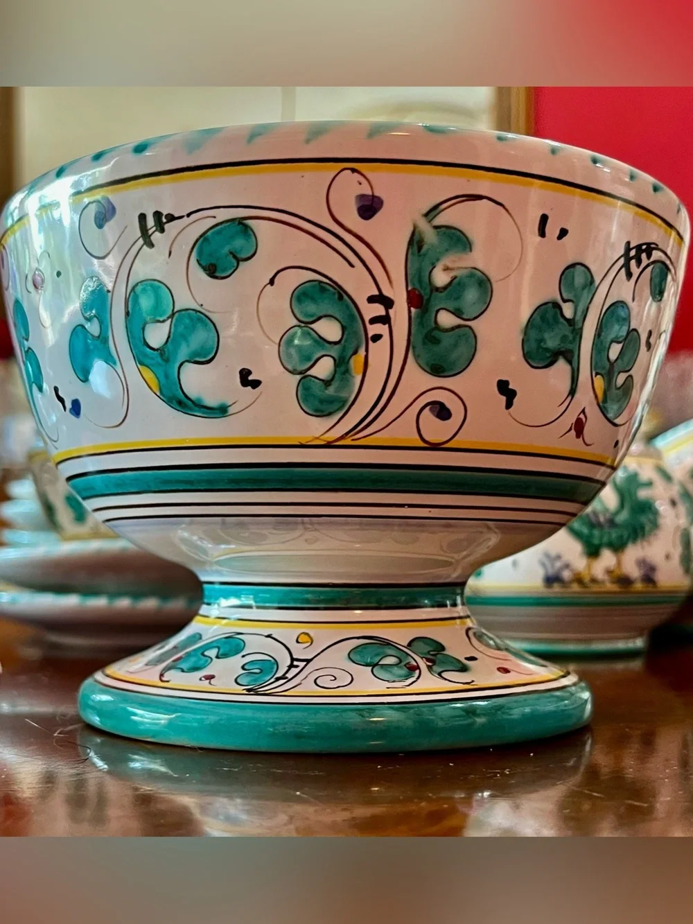 VTG PV Italy Orvieto Peasant Village Green Rooster Complimentary Serving Pieces
